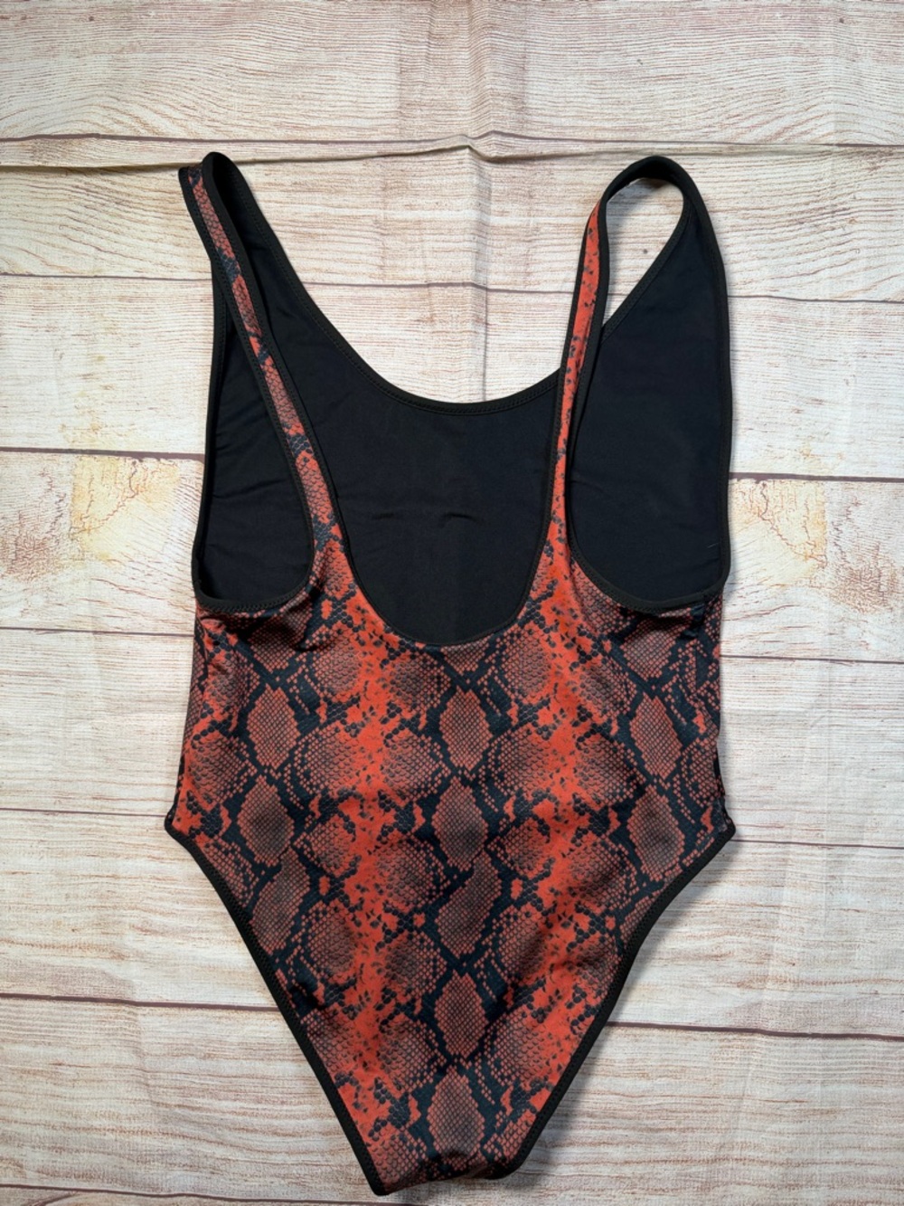 Topshop Red and Black Snake Print One-Piece Swimsuit - Picture 5 of 5